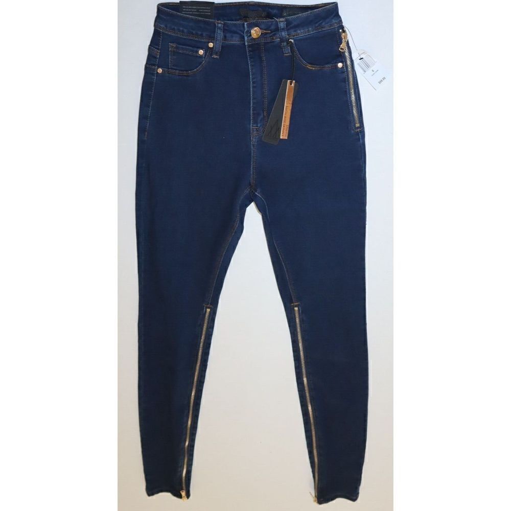 LaLa Anthony LA177066 Women Sz 6/28 Blue Power-Zip Stiletto Hi-Rise Skinny Jeans
